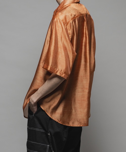 CASPER JOHN（キャスパージョン）の「Various loose shirts -sheer- /バリアスルーズシャツ -シアー-（シャツ/ブラウス・メンズ・ブラック/グレイッシュベージュ/サックスブルー/グレー/チャコールグレー/モカ/ネイビー/オレンジ/ライトグレー/ブラウン/ピンク・X-SMALL/SMALL/MEDIUM/LARGE）」の20枚目の写真