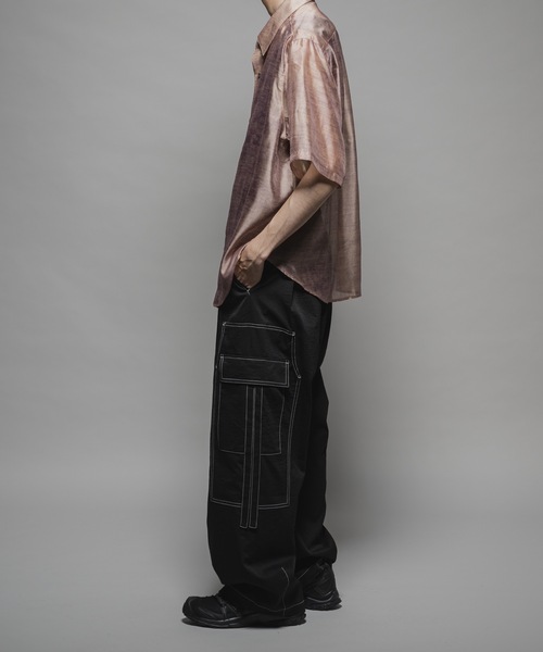 CASPER JOHN（キャスパージョン）の「Various loose shirts -sheer- /バリアスルーズシャツ -シアー-（シャツ/ブラウス・メンズ・ブラック/グレイッシュベージュ/サックスブルー/グレー/チャコールグレー/モカ/ネイビー/オレンジ/ライトグレー/ブラウン/ピンク・X-SMALL/SMALL/MEDIUM/LARGE）」の17枚目の写真