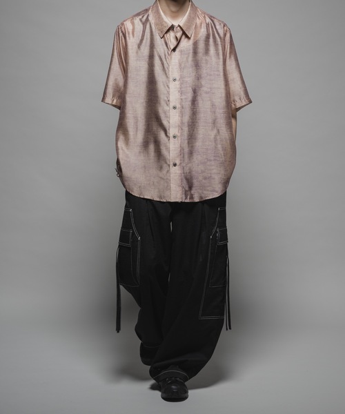 CASPER JOHN（キャスパージョン）の「Various loose shirts -sheer- /バリアスルーズシャツ -シアー-（シャツ/ブラウス・メンズ・ブラック/グレイッシュベージュ/サックスブルー/グレー/チャコールグレー/モカ/ネイビー/オレンジ/ライトグレー/ブラウン/ピンク・X-SMALL/SMALL/MEDIUM/LARGE）」の16枚目の写真