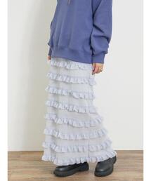 オーバーレースフリルナロースカート