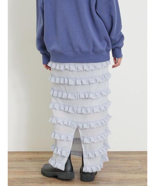 Samansa Mos2（サマンサ モスモス）の「オーバーレースフリルナロースカート（スカート・レディース・ブラック/オフホワイト/サックスブルー・F）」の17枚目の写真