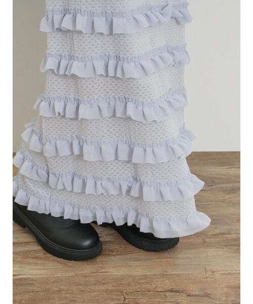 Samansa Mos2（サマンサ モスモス）の「オーバーレースフリルナロースカート（スカート・レディース・ブラック/オフホワイト/サックスブルー・F）」の19枚目の写真