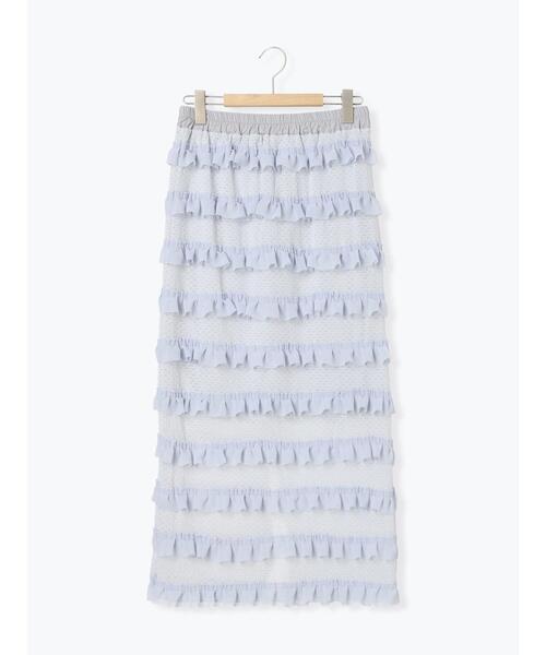 Samansa Mos2（サマンサ モスモス）の「オーバーレースフリルナロースカート（スカート・レディース・ブラック/オフホワイト/サックスブルー・F）」の4枚目の写真