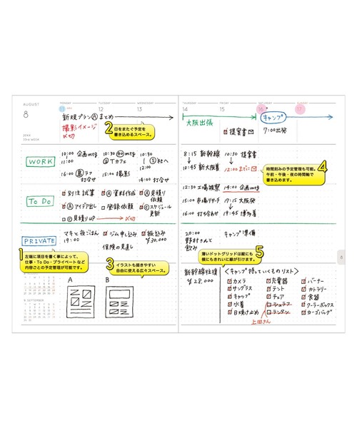 HIGHTIDE（ハイタイド）の「手帳 2025 ハイタイド 2025年3月始まり ケイティー (B6 フリー バーチカル ウィークリー) 週間 スケジュール帳 ダイアリー 春（手帳/メモ帳・レディース・シルバー/ベージュ/グリーン/ブルー/ホワイト・FREE）」の7枚目の写真