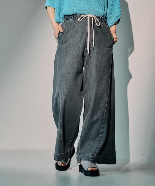 LEPSIM（レプシィム）の「イージーバギーデニム　290477（デニムパンツ・レディース・オフホワイト/ライトブルー/インディゴブルー/ブラック系その他/ブルー/ライトカーキ/ライトブラウン・FREE）」の3枚目の写真