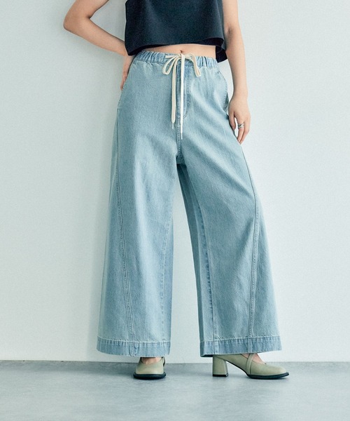 LEPSIM（レプシィム）の「イージーバギーデニム　290477（デニムパンツ・レディース・オフホワイト/ライトブルー/インディゴブルー/ブラック系その他/ブルー/ライトカーキ/ライトブラウン・FREE）」の6枚目の写真