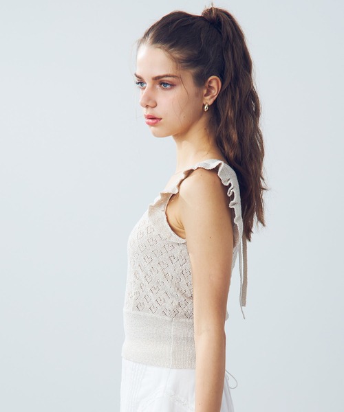 DEICY（デイシー）の「ラメブークレハートニット（ニット/セーター・レディース・サックスブルー/ブラック/ベージュ・FREE）」の9枚目の写真