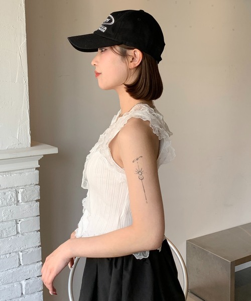 SHEPP（シープ）の「フリルレースリブ編みタンクトップ（タンクトップ・レディース・ホワイト/ブラック・F）」の20枚目の写真