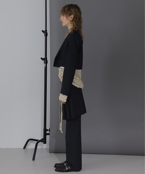 CREOLME スーチングクロップドジャケット グレー セール】(CREOLME)スーチングクロップドジャケット（テーラード