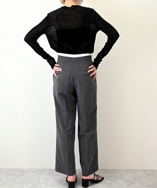 STYLEBLOCK（スタイルブロック）の「ツイルWウエストパンツ（その他パンツ・レディース・グレイッシュベージュ/ブラック/ベージュ/チャコールグレー・M）」の8枚目の写真