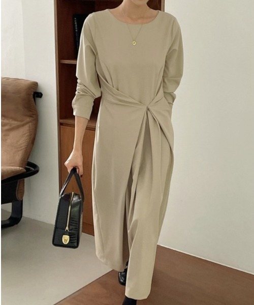 a lot of love（ア ロット オブ ラブ）の「ラップデザイン・ワンピース（ワンピース・レディース・モカ/ブラック/ベージュ・FREE）」の3枚目の写真