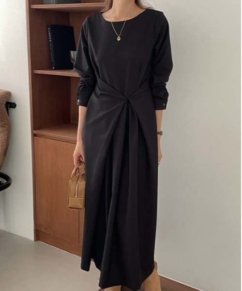 a lot of love（ア ロット オブ ラブ）の「ラップデザイン・ワンピース（ワンピース・レディース・モカ/ブラック/ベージュ・FREE）」の2枚目の写真