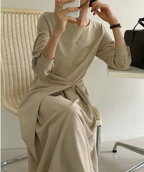 a lot of love（ア ロット オブ ラブ）の「ラップデザイン・ワンピース（ワンピース・レディース・モカ/ブラック/ベージュ・FREE）」の11枚目の写真