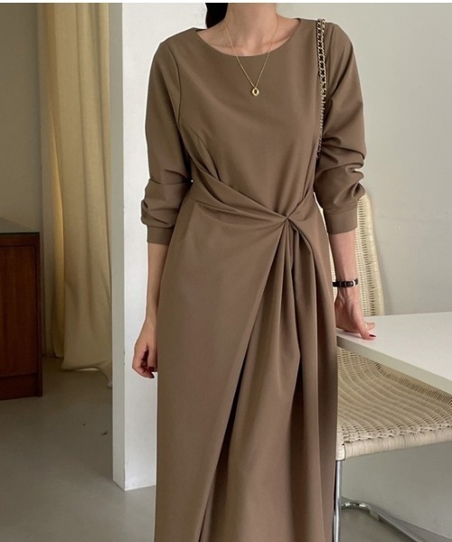 a lot of love（ア ロット オブ ラブ）の「ラップデザイン・ワンピース（ワンピース・レディース・モカ/ブラック/ベージュ・FREE）」の6枚目の写真