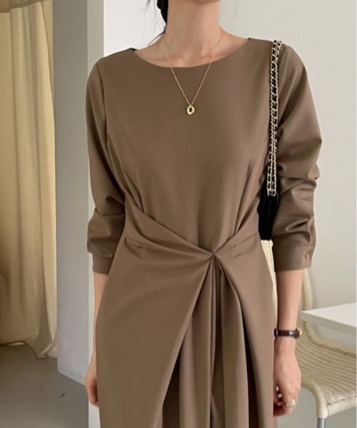 a lot of love（ア ロット オブ ラブ）の「ラップデザイン・ワンピース（ワンピース・レディース・モカ/ブラック/ベージュ・FREE）」の9枚目の写真