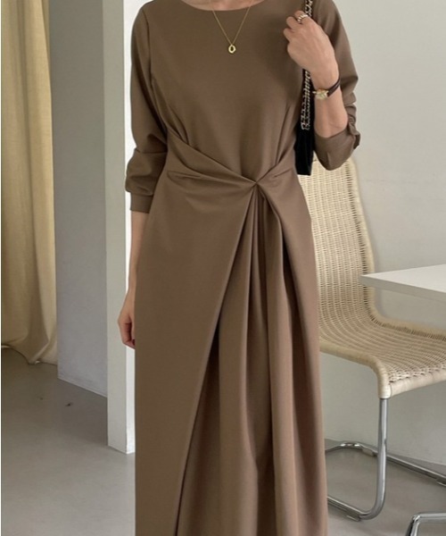 a lot of love（ア ロット オブ ラブ）の「ラップデザイン・ワンピース（ワンピース・レディース・モカ/ブラック/ベージュ・FREE）」の7枚目の写真