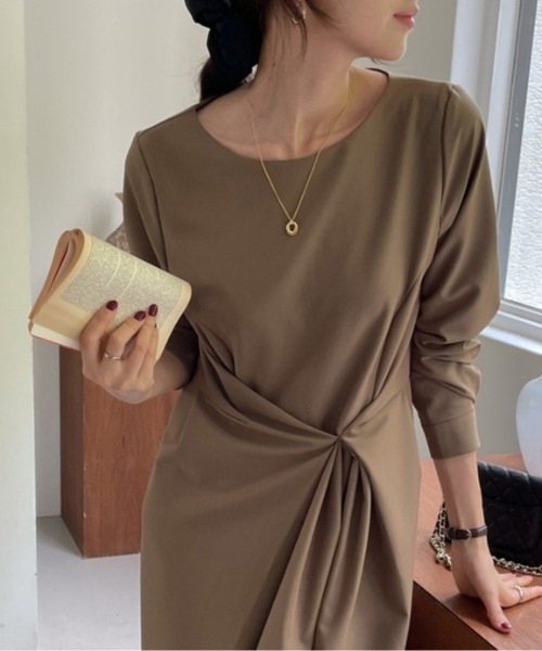 a lot of love（ア ロット オブ ラブ）の「ラップデザイン・ワンピース（ワンピース・レディース・モカ/ブラック/ベージュ・FREE）」の8枚目の写真