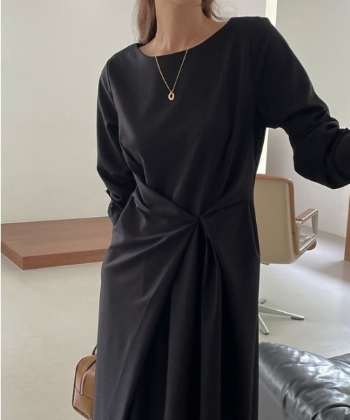 a lot of love（ア ロット オブ ラブ）の「ラップデザイン・ワンピース（ワンピース・レディース・モカ/ブラック/ベージュ・FREE）」の4枚目の写真