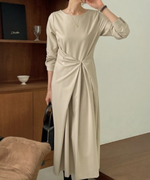 a lot of love（ア ロット オブ ラブ）の「ラップデザイン・ワンピース（ワンピース・レディース・モカ/ブラック/ベージュ・FREE）」の10枚目の写真