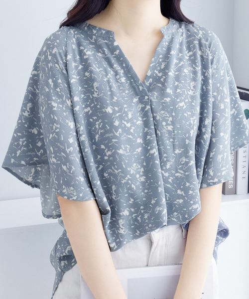 alotta(アロッタ)の「≪再入荷≫【接触冷感】さらさらEASYフレアスリーブブラウス(シャツ/ブラウス・レディース・ホワイト/ホワイト系その他/グレイッシュベージュ/ブラック/ドット/ブルー/イエロー系その他/ホワイト系その他2/ブルー系その他・M/L/LL/3L/4L/5L)」の20枚目の写真