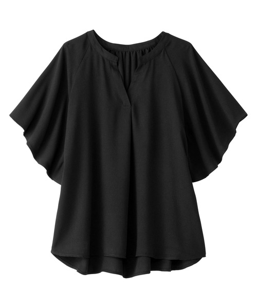 alotta(アロッタ)の「≪再入荷≫【接触冷感】さらさらEASYフレアスリーブブラウス(シャツ/ブラウス・レディース・ホワイト/ホワイト系その他/グレイッシュベージュ/ブラック/ドット/ブルー/イエロー系その他/ホワイト系その他2/ブルー系その他・M/L/LL/3L/4L/5L)」の13枚目の写真
