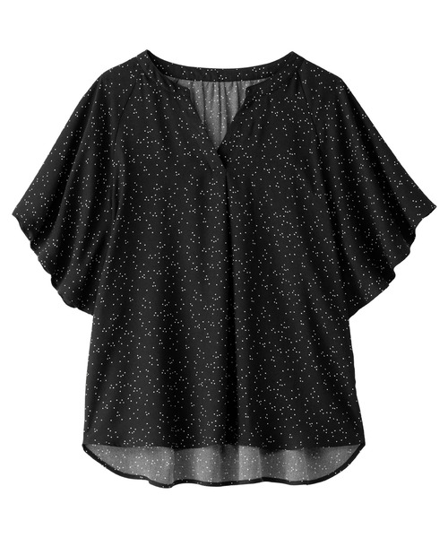 alotta(アロッタ)の「≪再入荷≫【接触冷感】さらさらEASYフレアスリーブブラウス(シャツ/ブラウス・レディース・ホワイト/ホワイト系その他/グレイッシュベージュ/ブラック/ドット/ブルー/イエロー系その他/ホワイト系その他2/ブルー系その他・M/L/LL/3L/4L/5L)」の16枚目の写真