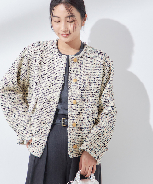 IENA GIOLICA ツイードジャケット S IENA（イエナ）の「GIOLICA ツィードジャケット.S◇（ノーカラー