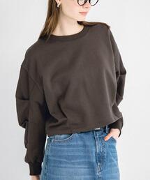 裏毛スウェットタックデザインスリーブプルオーバー