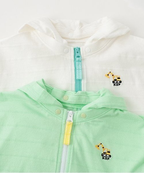kladskap（クレードスコープ）の「重機ワンポイントジップパーカ（パーカー・キッズ・黄緑系/オフホワイト・130cm/120cm/110cm/90cm/100cm/80ｃｍ）」の8枚目の写真