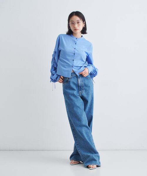 CODE A(コードエー)の「playful puffs blouse(シャツ/ブラウス・レディース・ホワイト/ブルー・00)」の5枚目の写真