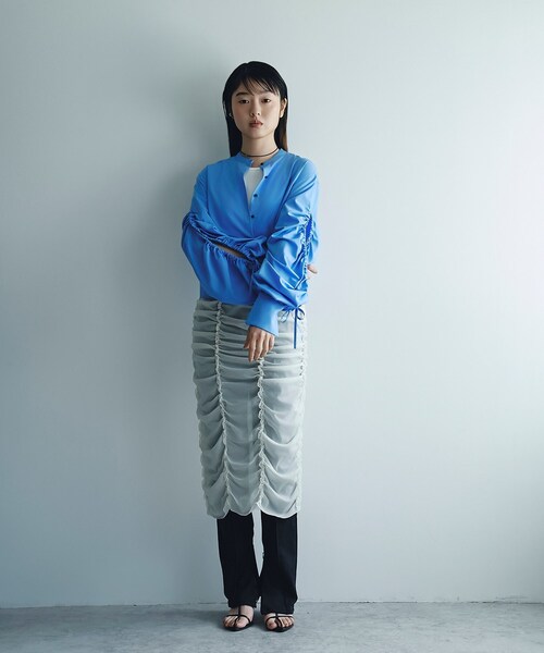 CODE A(コードエー)の「playful puffs blouse(シャツ/ブラウス・レディース・ホワイト/ブルー・00)」の10枚目の写真