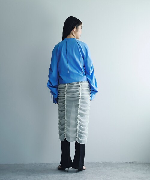 CODE A(コードエー)の「playful puffs blouse(シャツ/ブラウス・レディース・ホワイト/ブルー・00)」の11枚目の写真