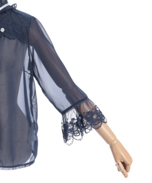 axes femme（アクシーズファム）の「プチローズ×リボンレースブラウス（シャツ/ブラウス・レディース・ネイビー/イエロー/ホワイト・FREE）」の6枚目の写真