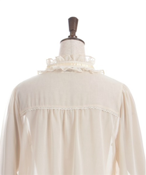 axes femme（アクシーズファム）の「プチローズ×リボンレースブラウス（シャツ/ブラウス・レディース・ネイビー/イエロー/ホワイト・FREE）」の4枚目の写真