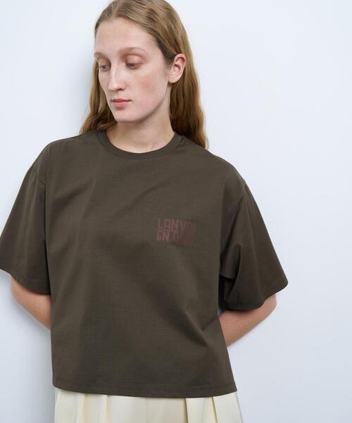 LANVIN en Bleu（ランバンオンブルー）の「ワンポイントロゴTシャツ（Tシャツ/カットソー・レディース・ブラック/カーキ/オフホワイト/オレンジ・38）」の2枚目の写真
