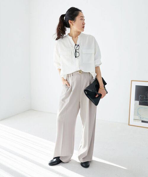 le.coeur blanc(ルクールブラン)の「ハイストレッチカルゼワッシャーベルテッドパンツ(その他パンツ・レディース・ライトグレー/ネイビー・38)」の11枚目の写真