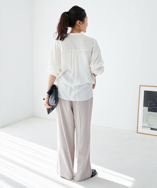 le.coeur blanc(ルクールブラン)の「ハイストレッチカルゼワッシャーベルテッドパンツ(その他パンツ・レディース・ライトグレー/ネイビー・38)」の13枚目の写真