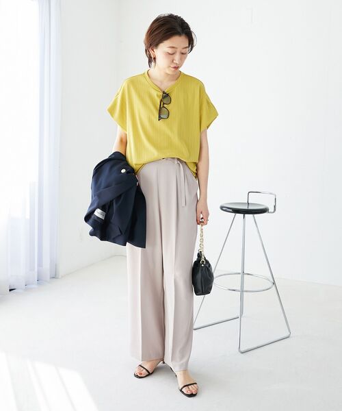 le.coeur blanc(ルクールブラン)の「ハイストレッチカルゼワッシャーベルテッドパンツ(その他パンツ・レディース・ライトグレー/ネイビー・38)」の16枚目の写真