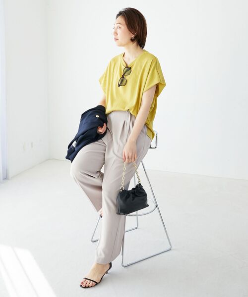 le.coeur blanc(ルクールブラン)の「ハイストレッチカルゼワッシャーベルテッドパンツ(その他パンツ・レディース・ライトグレー/ネイビー・38)」の17枚目の写真