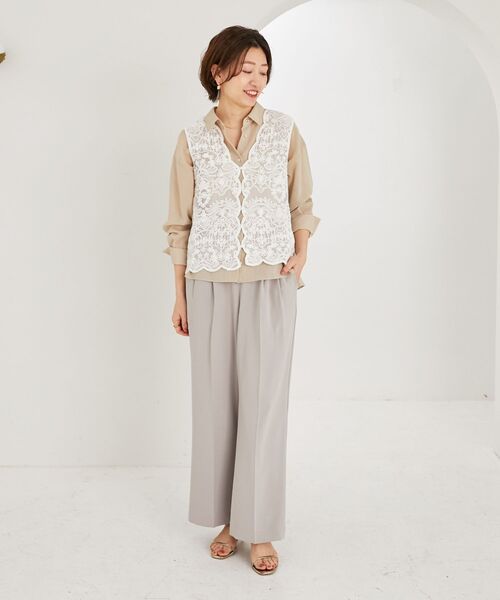 le.coeur blanc(ルクールブラン)の「ハイストレッチカルゼワッシャーベルテッドパンツ(その他パンツ・レディース・ライトグレー/ネイビー・38)」の18枚目の写真