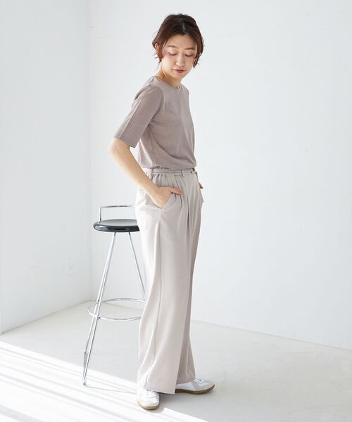 le.coeur blanc(ルクールブラン)の「ハイストレッチカルゼワッシャーベルテッドパンツ(その他パンツ・レディース・ライトグレー/ネイビー・38)」の20枚目の写真