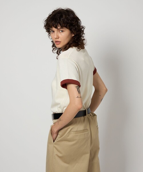 6（ロク）の「＜6(ROKU)＞オーガニックコットン カラー ショートスリーブ ニット プルオーバー（ニット/セーター・レディース・ネイビー/パープル/ホワイト・FREE）」の20枚目の写真