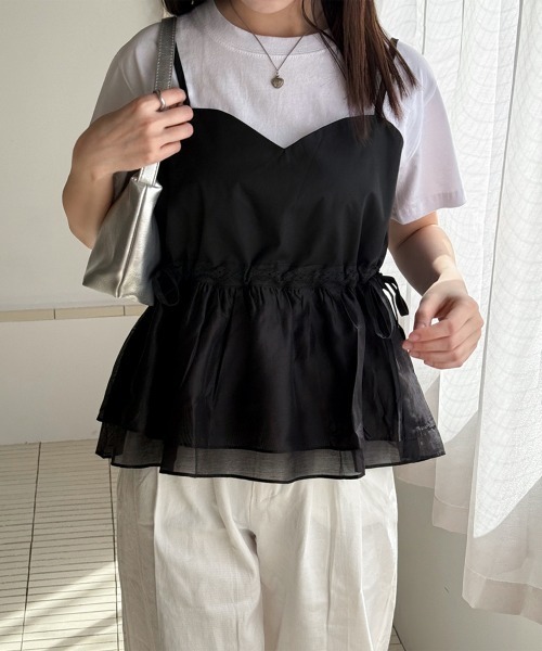 on:nue（オンニュ）の「【on:nue】ハートネックタンクトップブラウス（シャツ/ブラウス・レディース・ブラック/ホワイト・FREE）」の19枚目の写真