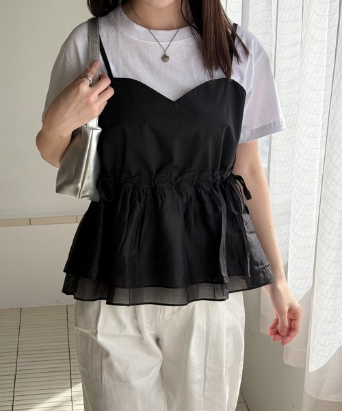 on:nue（オンニュ）の「【on:nue】ハートネックタンクトップブラウス（シャツ/ブラウス・レディース・ブラック/ホワイト・FREE）」の20枚目の写真