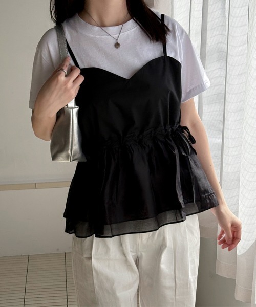 on:nue（オンニュ）の「【on:nue】ハートネックタンクトップブラウス（シャツ/ブラウス・レディース・ブラック/ホワイト・FREE）」の21枚目の写真