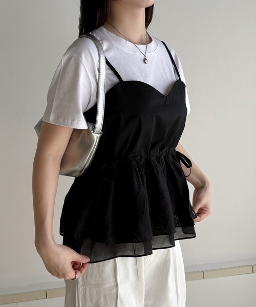 on:nue（オンニュ）の「【on:nue】ハートネックタンクトップブラウス（シャツ/ブラウス・レディース・ブラック/ホワイト・FREE）」の22枚目の写真