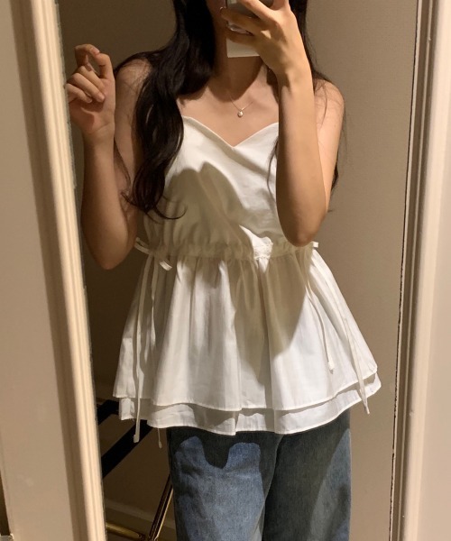 on:nue（オンニュ）の「【on:nue】ハートネックタンクトップブラウス（シャツ/ブラウス・レディース・ブラック/ホワイト・FREE）」の3枚目の写真