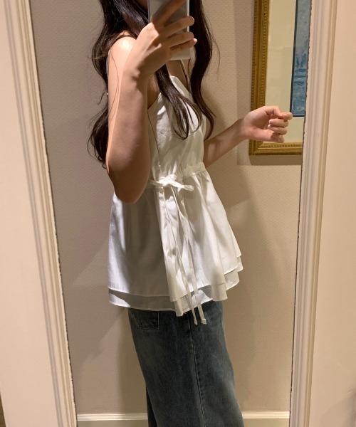 on:nue（オンニュ）の「【on:nue】ハートネックタンクトップブラウス（シャツ/ブラウス・レディース・ブラック/ホワイト・FREE）」の4枚目の写真