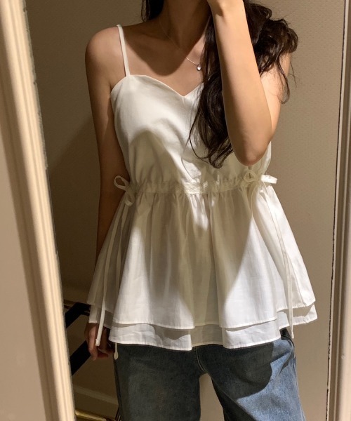 on:nue（オンニュ）の「【on:nue】ハートネックタンクトップブラウス（シャツ/ブラウス・レディース・ブラック/ホワイト・FREE）」の5枚目の写真