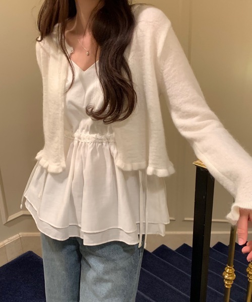 on:nue（オンニュ）の「【on:nue】ハートネックタンクトップブラウス（シャツ/ブラウス・レディース・ブラック/ホワイト・FREE）」の8枚目の写真